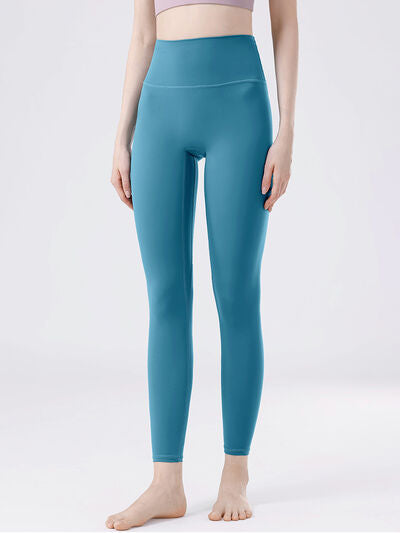 Steel Blue High Waist Active Pants Sentient Beauty Fashions Apparel &amp; Accessories