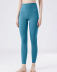 Steel Blue High Waist Active Pants Sentient Beauty Fashions Apparel & Accessories