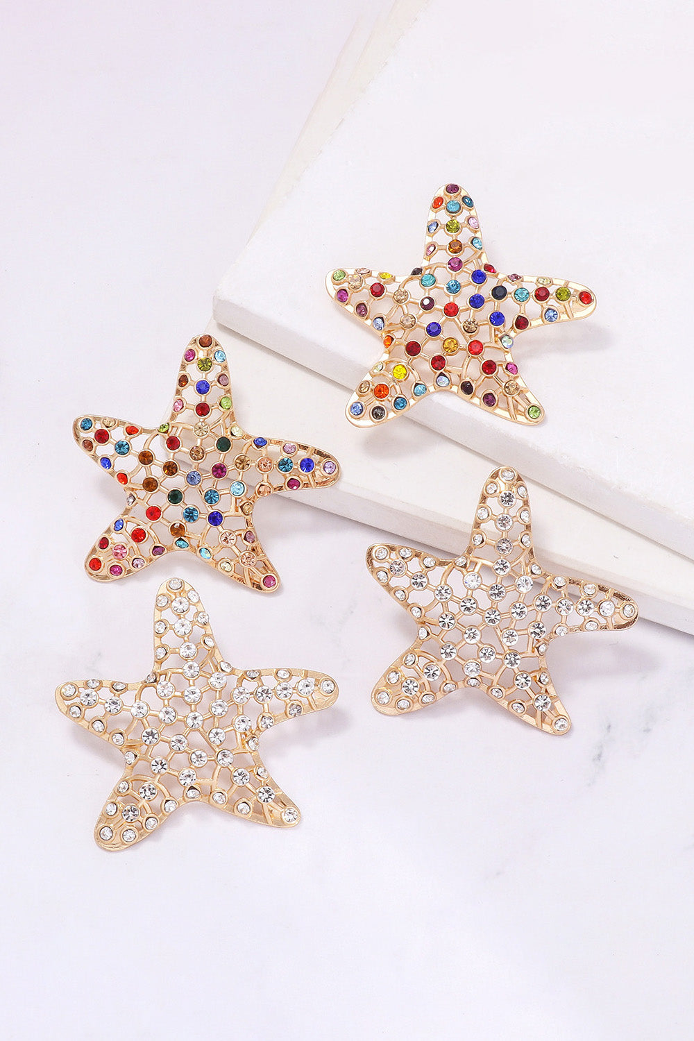 Lavender Starfish Zinc Alloy Glass Stone Dangle Earrings Sentient Beauty Fashions jewelry