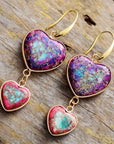 Rosy Brown Heart Shape Imperial Jasper Dangle Earrings Sentient Beauty Fashions jewelry