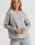 Light Gray Double Take Full Size Texture Long Sleeve Top and Drawstring Shorts Set Sentient Beauty Fashions Apparel & Accessories