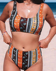 Rosy Brown Printed Two-Piece Swimsuit Sentient Beauty Fashions Swimwear
