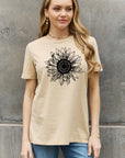 Light Slate Gray Simply Love Full Size Sunflower Graphic Cotton Tee Sentient Beauty Fashions