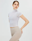 Light Gray Turtleneck Cap Sleeve Active T-Shirt Sentient Beauty Fashions Apparel & Accessories