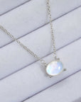 Light Gray Geometric Moonstone Pendant Necklace Sentient Beauty Fashions jewelry