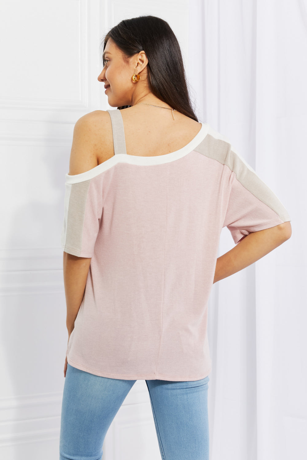 Light Gray Andree by Unit Full Size Something Simple Cold Shoulder Tee Sentient Beauty Fashions Apparel & Accessories