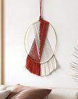 Antique White Contrast Fringe Round Macrame Wall Hanging Sentient Beauty Fashions Home Decor