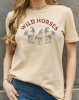 Tan Simply Love WILD HORSES Graphic Cotton T-Shirt Sentient Beauty Fashions tees