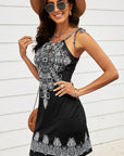 Black Printed Tie-Shoulder Cutout Dress Sentient Beauty Fashions Dresses