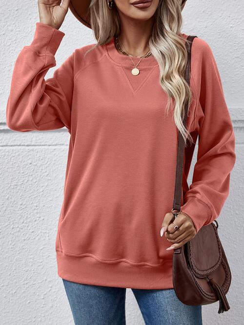 Maroon Round Neck Long Sleeve Sweatshirt Sentient Beauty Fashions Apparel & Accessories