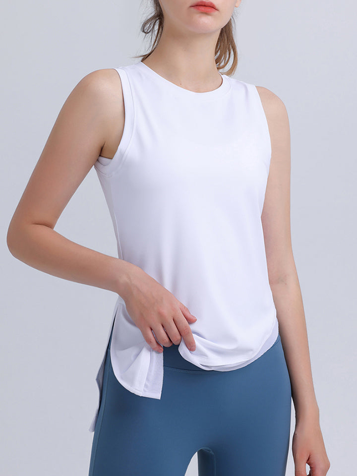 Light Gray Round Neck Sleeveless Sports Tank Top Sentient Beauty Fashions Apparel &amp; Accessories
