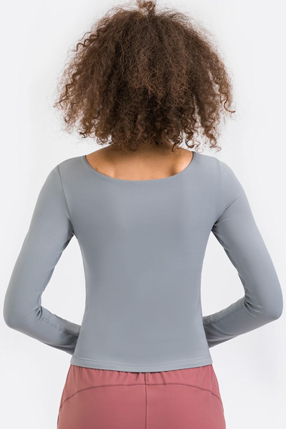 Light Gray Feel Like Skin Highly Stretchy Long Sleeve Sports Top Sentient Beauty Fashions Apparel &amp; Accessories