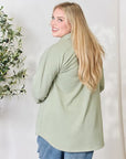 Light Gray Heimish Full Size Button Down Long Sleeve Shirt Sentient Beauty Fashions Apparel & Accessories