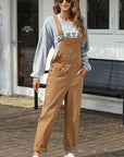Dim Gray Wide Strap Buttoned Straight Overalls Sentient Beauty Fashions Apparel & Accessories
