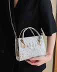 Black Textured PU Leather Crossbody Bag Sentient Beauty Fashions *Accessories
