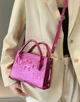 Rosy Brown Textured PU Leather Crossbody Bag Sentient Beauty Fashions *Accessories