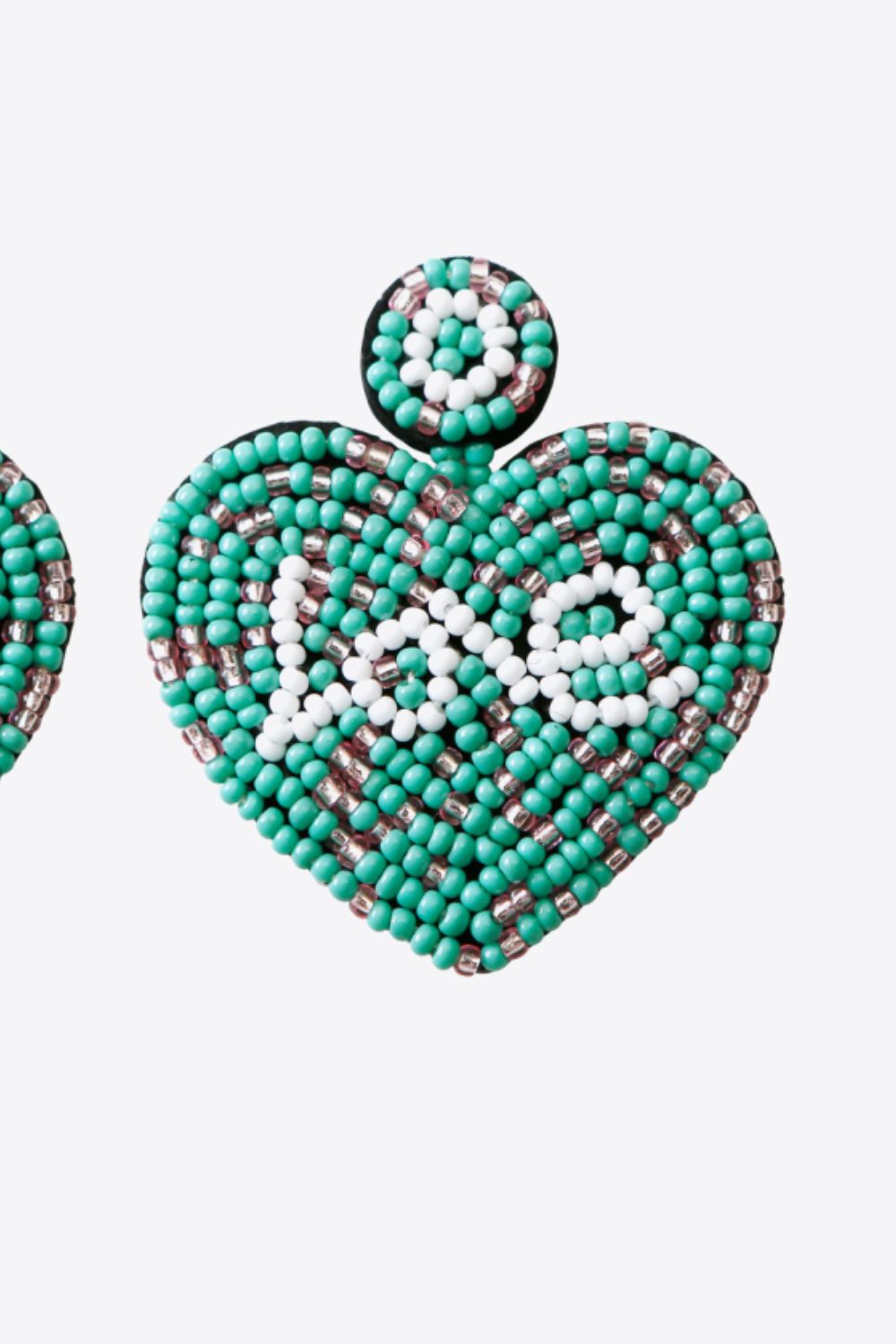 Sea Green LOVE Beaded Heart Earrings Sentient Beauty Fashions Jewelry