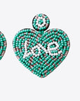 Sea Green LOVE Beaded Heart Earrings Sentient Beauty Fashions Jewelry