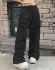 Dark Slate Gray Drawstring Waist Pants with Pockets Sentient Beauty Fashions Apparel & Accessories