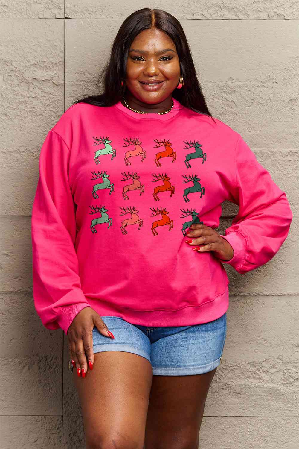 Maroon Simply Love Full Size Graphic Long Sleeve Sweatshirt Sentient Beauty Fashions Apparel &amp; Accessories