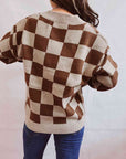 Gray Checkered Open Front Button Up Cardigan Sentient Beauty Fashions Apparel & Accessories