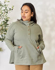 Gray Culture Code Full Size Half Button Hoodie Sentient Beauty Fashions Apparel & Accessories