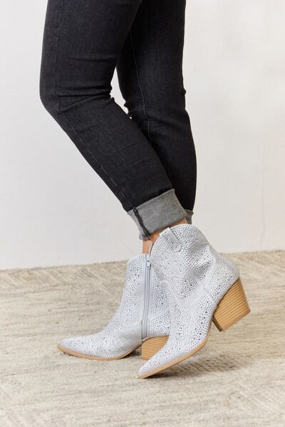 Light Gray East Lion Corp Rhinestone Ankle Cowboy Boots Sentient Beauty Fashions Shoes