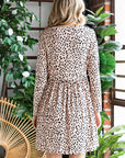 Gray Printed Round Neck Long Sleeve Dress Sentient Beauty Fashions Dresses