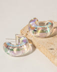 Light Gray Resin C-Hoop Earrings Sentient Beauty Fashions jewelry
