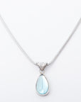 White Smoke Teardrop Shape Titanium Steel Pendant Necklace Sentient Beauty Fashions jewelry