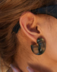 Dark Olive Green Resin C-Hoop Earrings Sentient Beauty Fashions jewelry