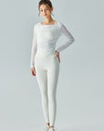 Light Gray Cowl Neck Long Sleeve Sports Top Sentient Beauty Fashions Apparel & Accessories
