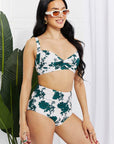 Light Gray Marina West Swim Take A Dip Twist High-Rise Bikini in Forest