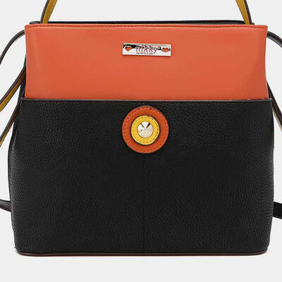 Black Nicole Lee USA Contrast Leather Shoulder Bag Sentient Beauty Fashions Apparel & Accessories
