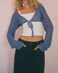 Dark Gray Openwork Tied Dropped Shoulder Cardigan Sentient Beauty Fashions Apparel & Accessories