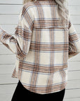 Gray Double Take Plaid Half-Zip Collared Curved Hem Sweatshirt