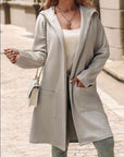 Gray Geometric Hooded  Coat with Pockets Sentient Beauty Fashions Apparel & Accessories