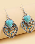 Wheat Artificial Turquoise Rhinestone Heart and Leaf Shape Earrings Sentient Beauty Fashions earrings