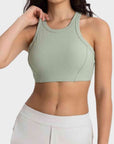 Gray Wide Strap Cropped Sport Tank