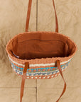 Tan Fame By The Sand Straw Braided Striped Tote Bag Sentient Beauty Fashions *Accessories