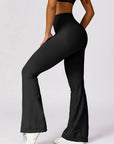 Black Wide Waistband High Waist Bootcut Pants Sentient Beauty Fashions Apparel & Accessories