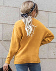 Gray Round Neck Dropped Shoulder Sweater Sentient Beauty Fashions Apparel & Accessories