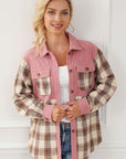 Gray Button Up Plaid Collared Neck Jacket Sentient Beauty Fashions Apparel & Accessories