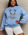 Dark Gray Simply Love Full Size MERRY AND BRIGHT Graphic Sweatshirt Sentient Beauty Fashions Tops