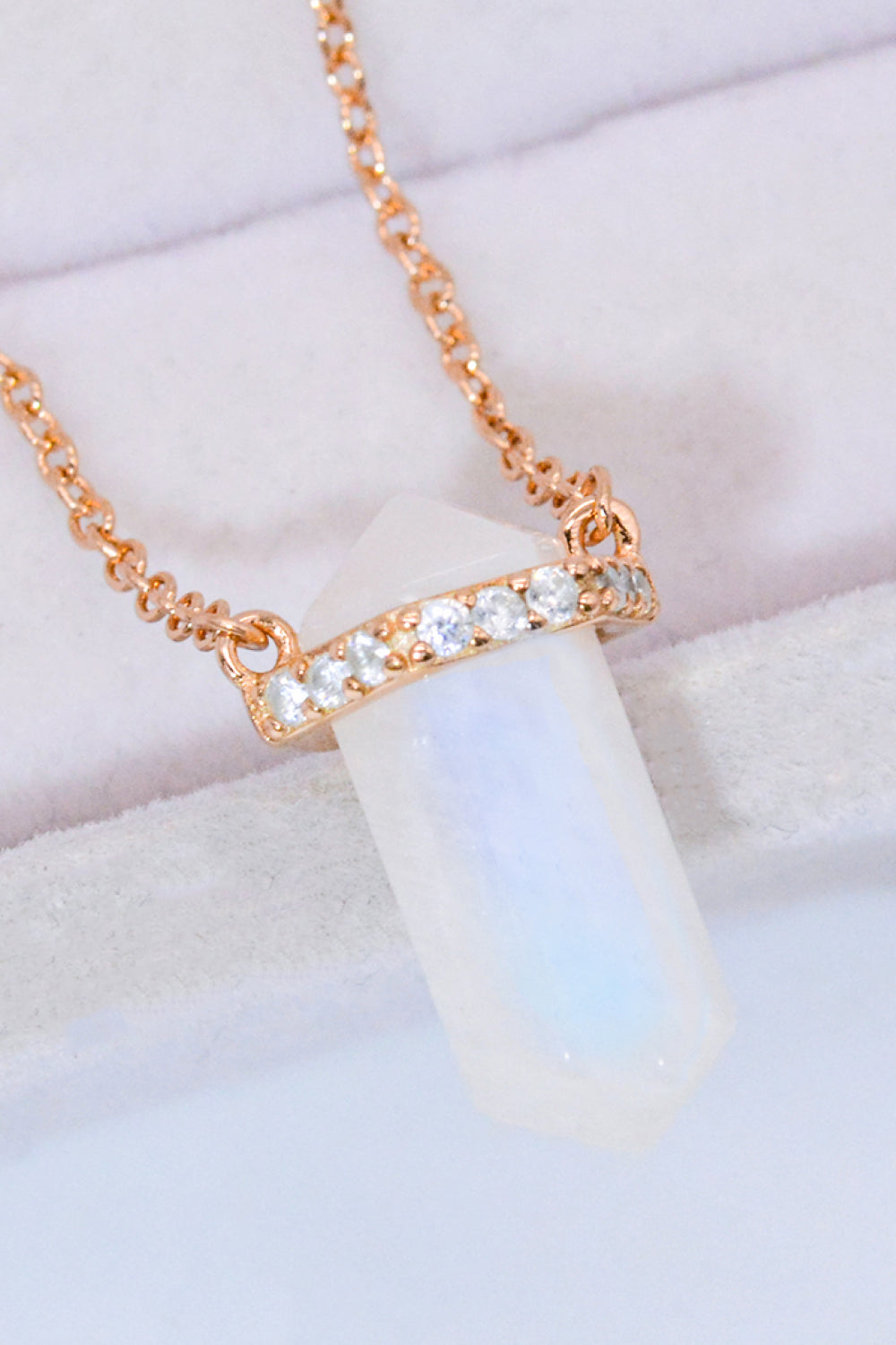 Light Gray Natural Moonstone Chain-Link Necklace