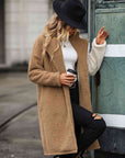 Dim Gray Contrast Dropped Shoulder Sherpa Coat