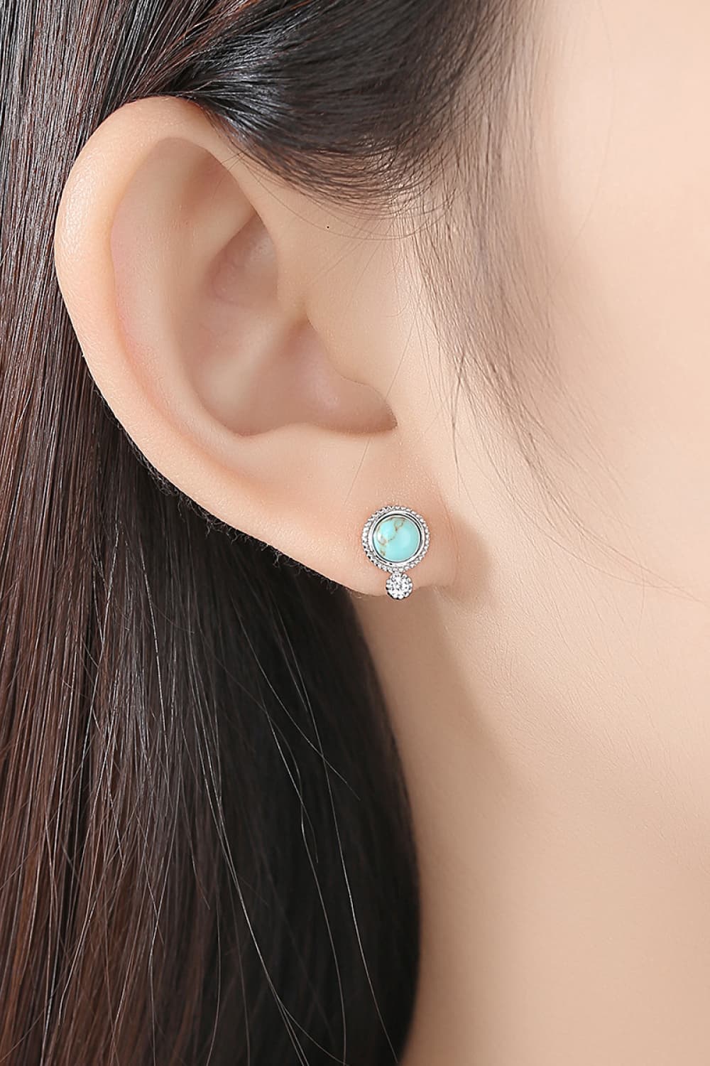 Tan Turquoise Platinum-Plated Earrings Sentient Beauty Fashions jewelry