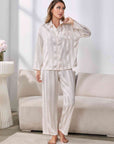 Gray Button-Up Shirt and Pants Pajama Set