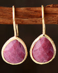 Rosy Brown Handmade Natural Stone Teardrop Earrings Sentient Beauty Fashions jewelry
