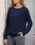 Gray Round Neck Long Sleeve Sweatshirt Sentient Beauty Fashions Apparel & Accessories